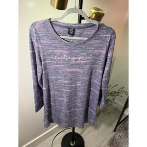 Laura Ashley sleepwear feeling good lounge dress chainstitched LG heather purple